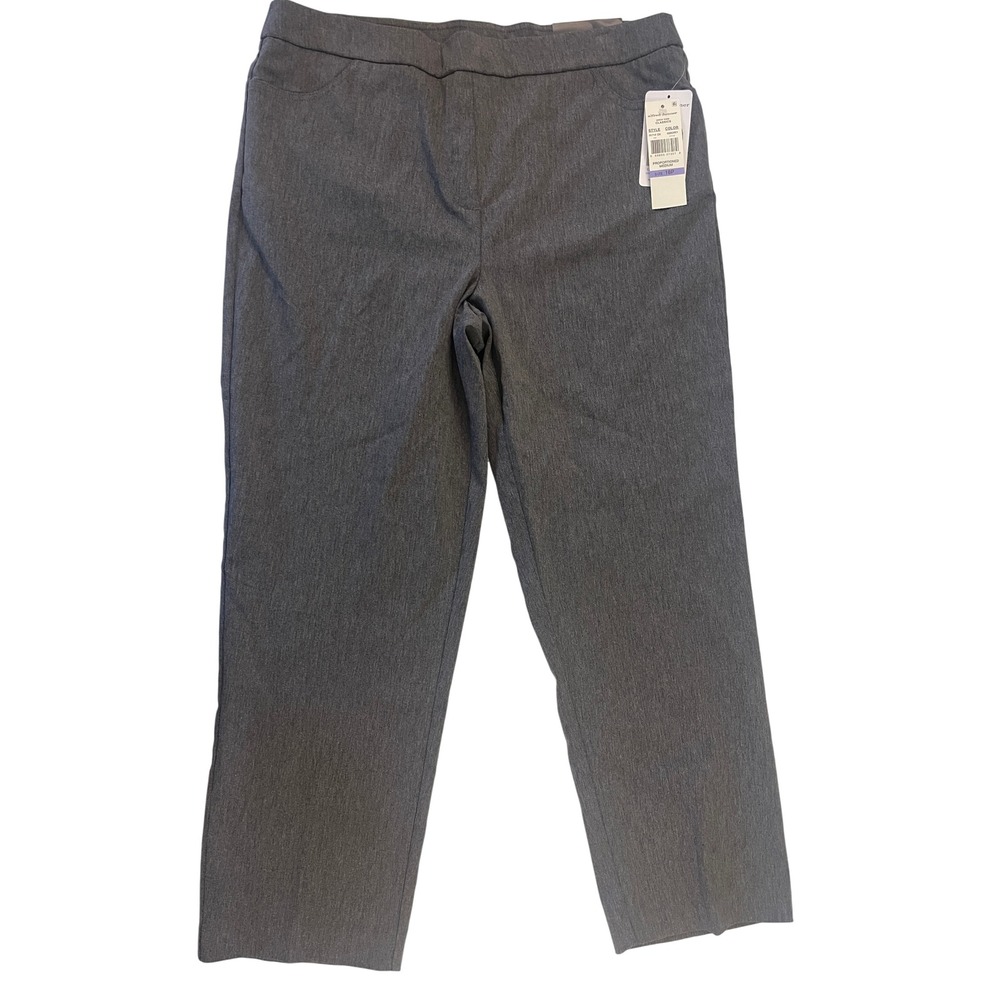 NWT Alfred Dunner Classics Allure Grey Slimming Waistband Petite Pants 18P NEW